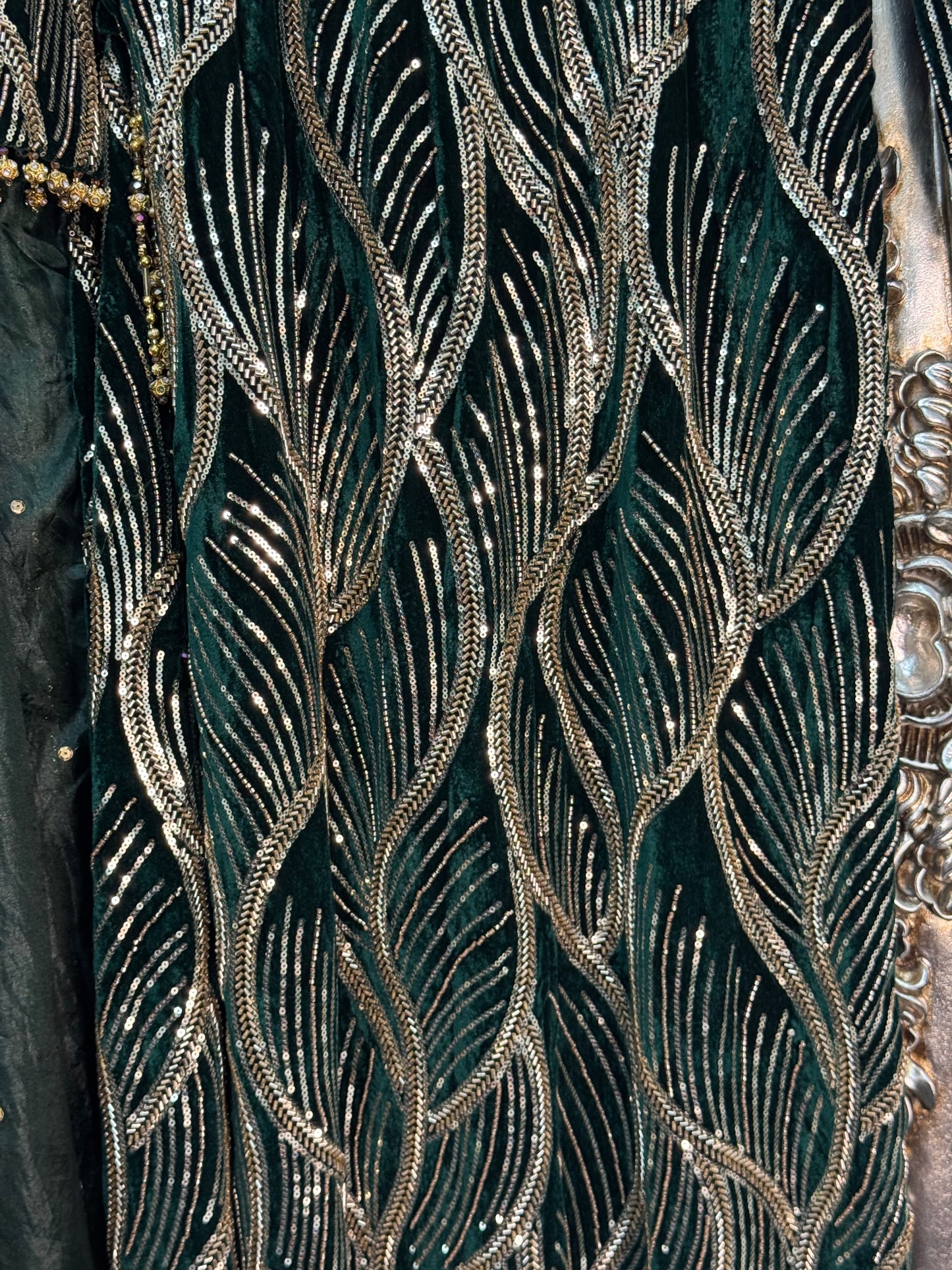 Snake - Cutdana Velvet - Green