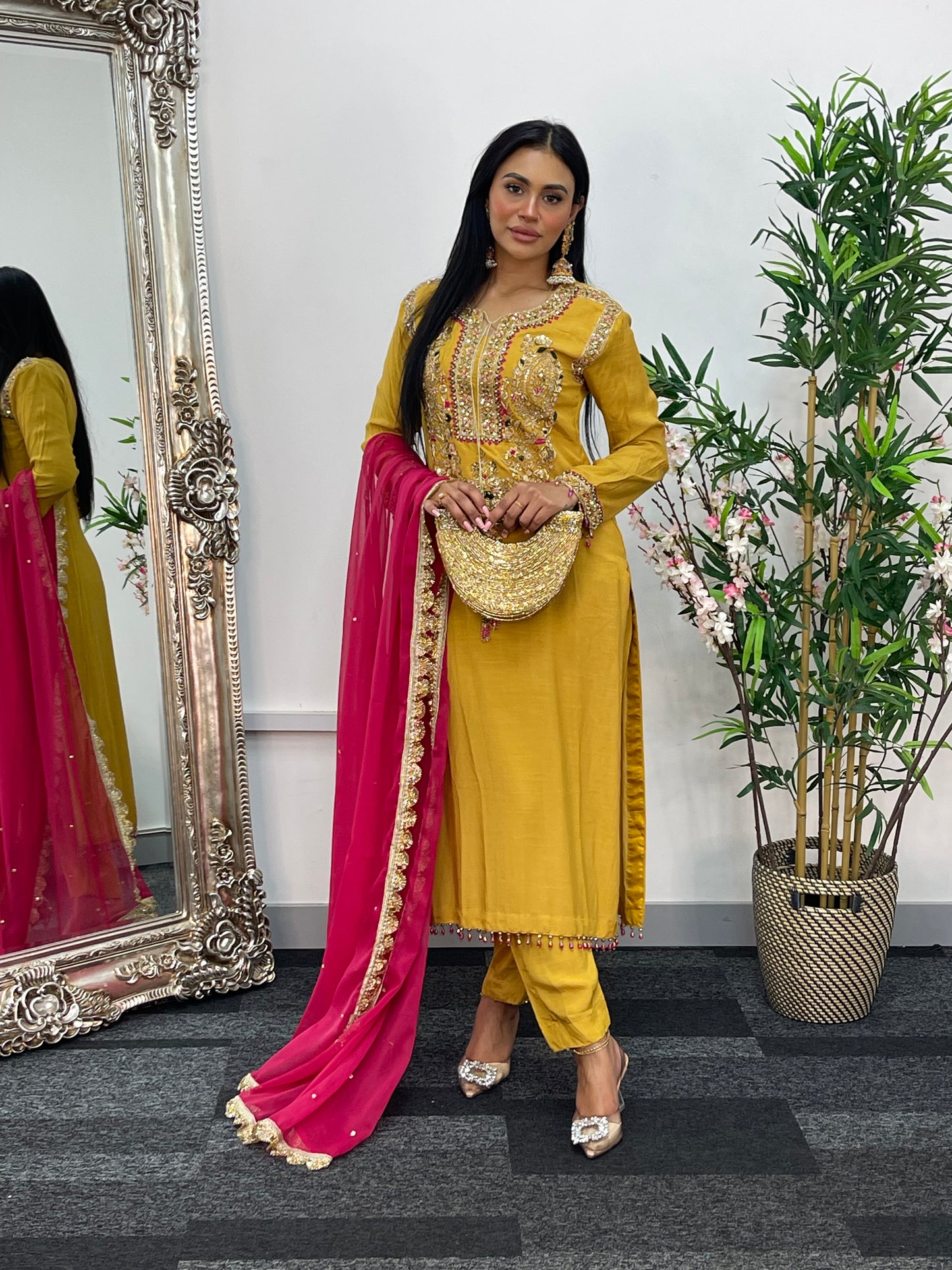 (Pre Order 3/4 Weeks) “Lashkara” - Party Wear - Yellow - Hot Pink - Mustard