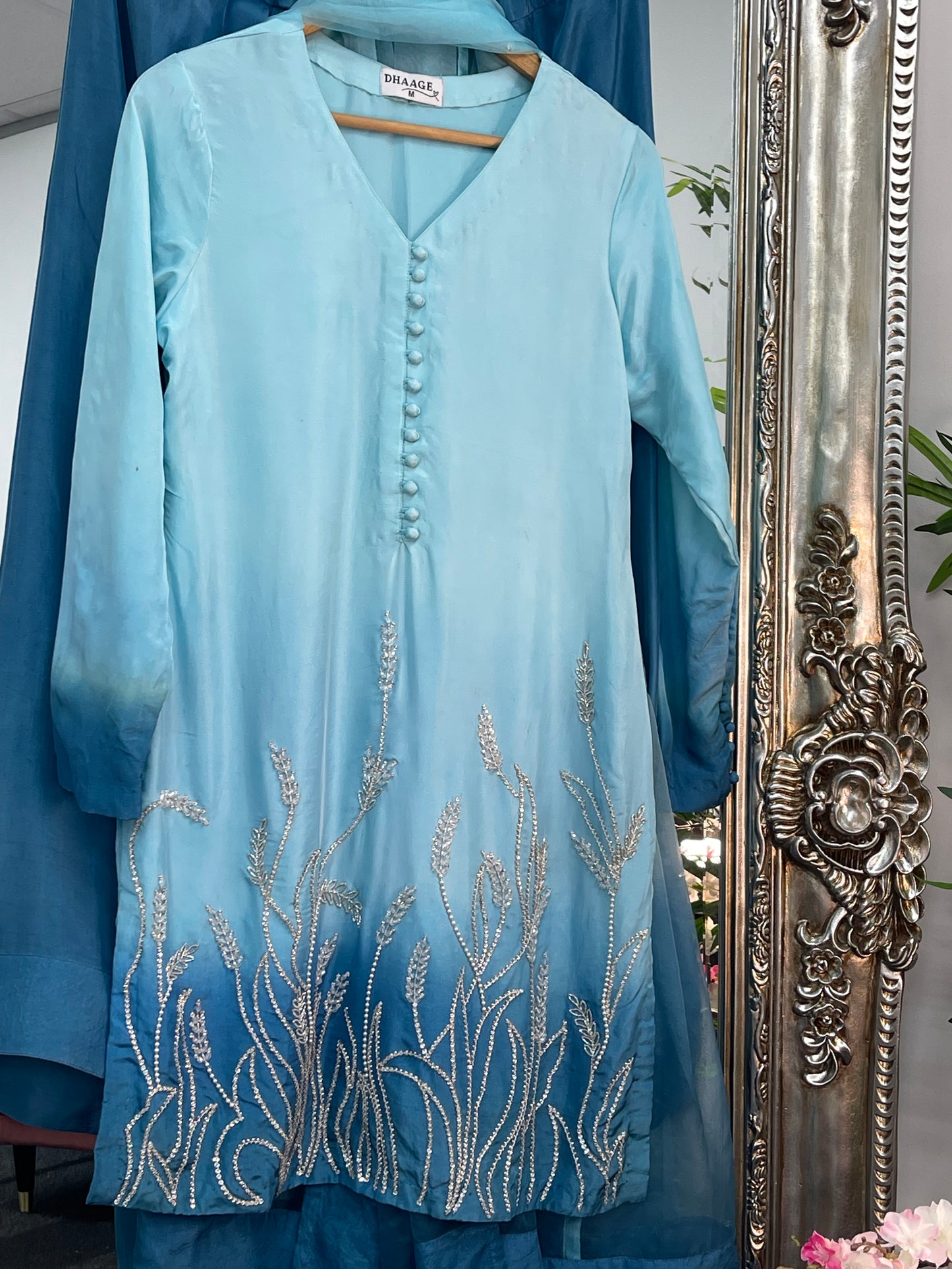 Party dresses for women | Farshi Shalwar - Blue