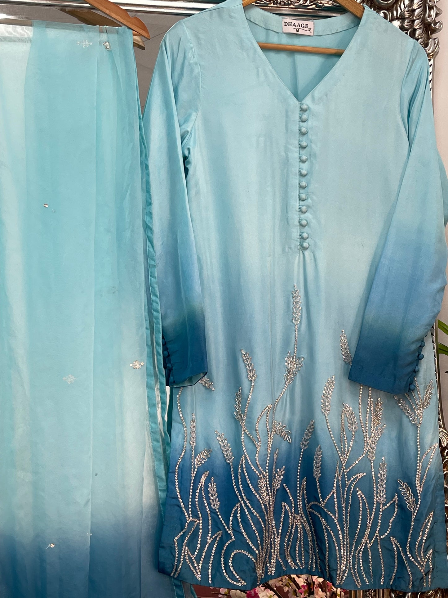 Party dresses for women | Farshi Shalwar - Blue