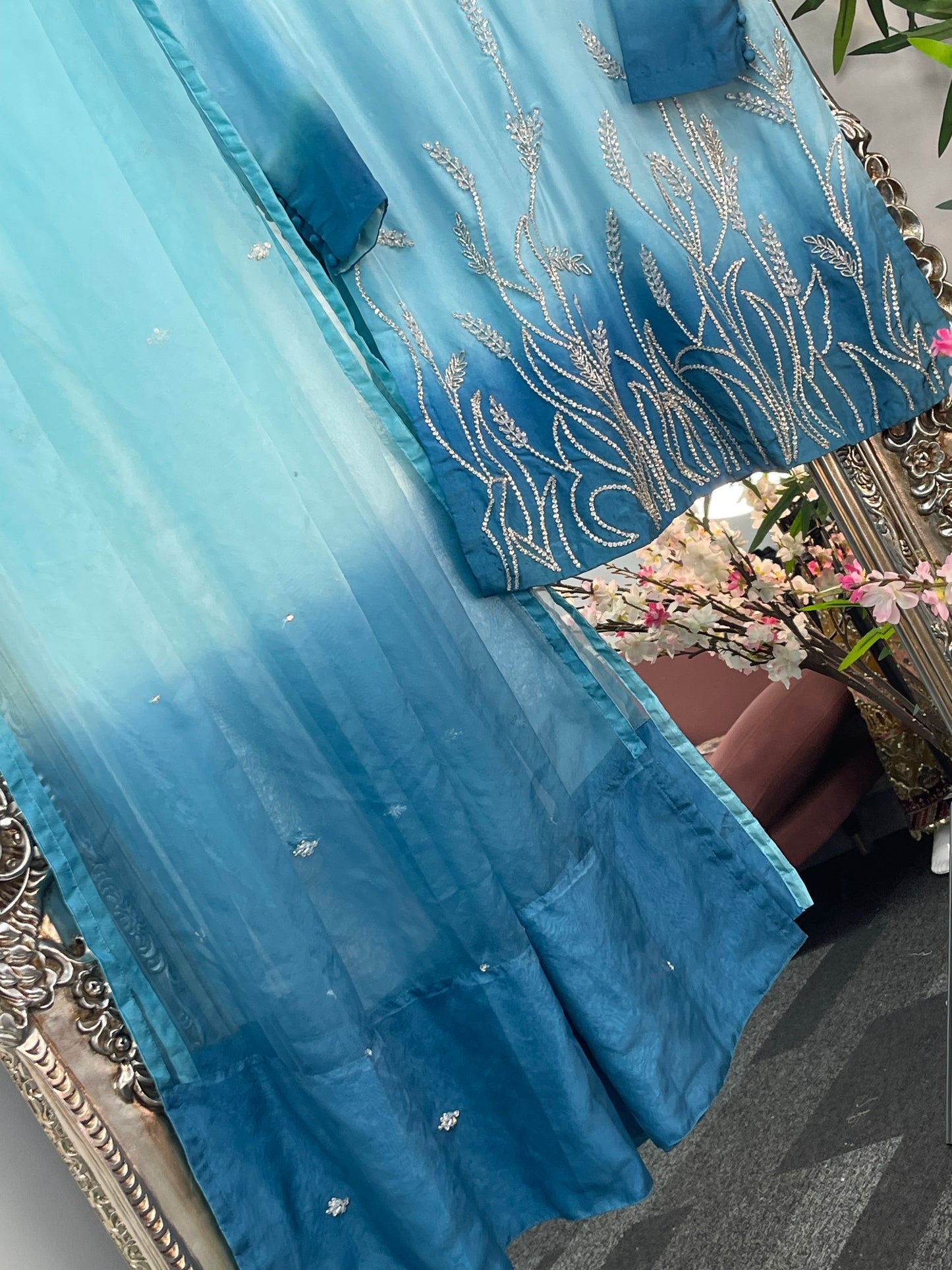 Party dresses for women | Farshi Shalwar - Blue