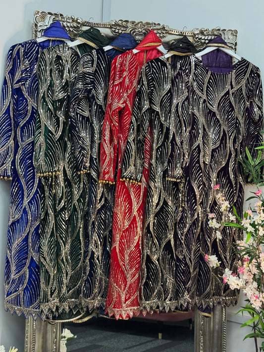 Snake - Cutdana Velvet - Red