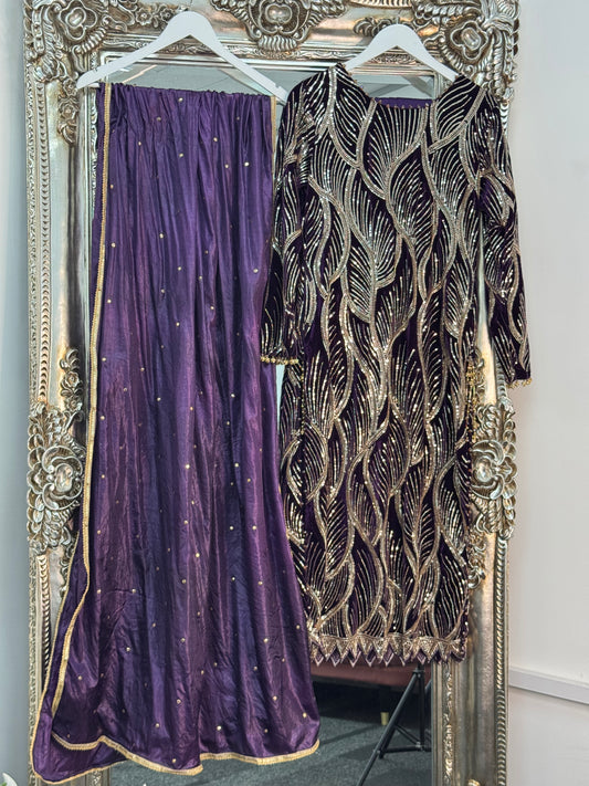 Snake - Cutdana Velvet - Purple