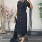 Black - Floor Length Sleeves - Chiffon Outfit -
