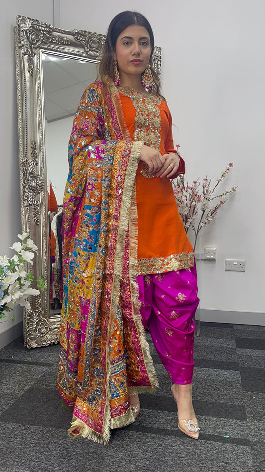 Dhoti Sheesha - Punjabi Shalwar Suit - T