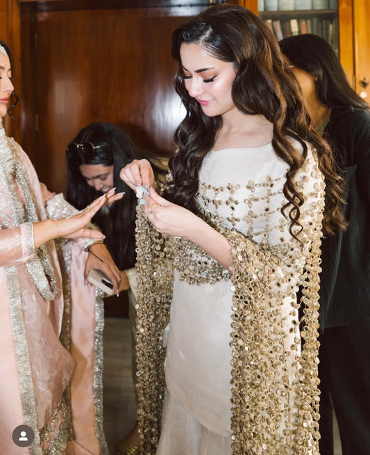 (Preorder 4 weeks) Bridal Posheeda Sheesh Dupatta Only - Poshida Sheesha - Mirror dupata