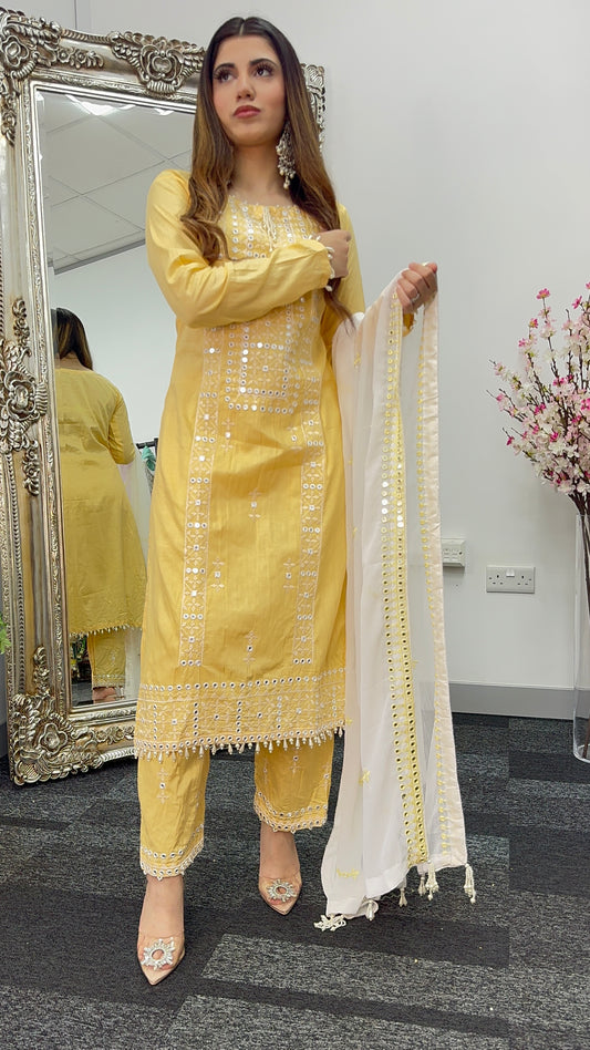 Chashni - Embriodered Lawn - yellow