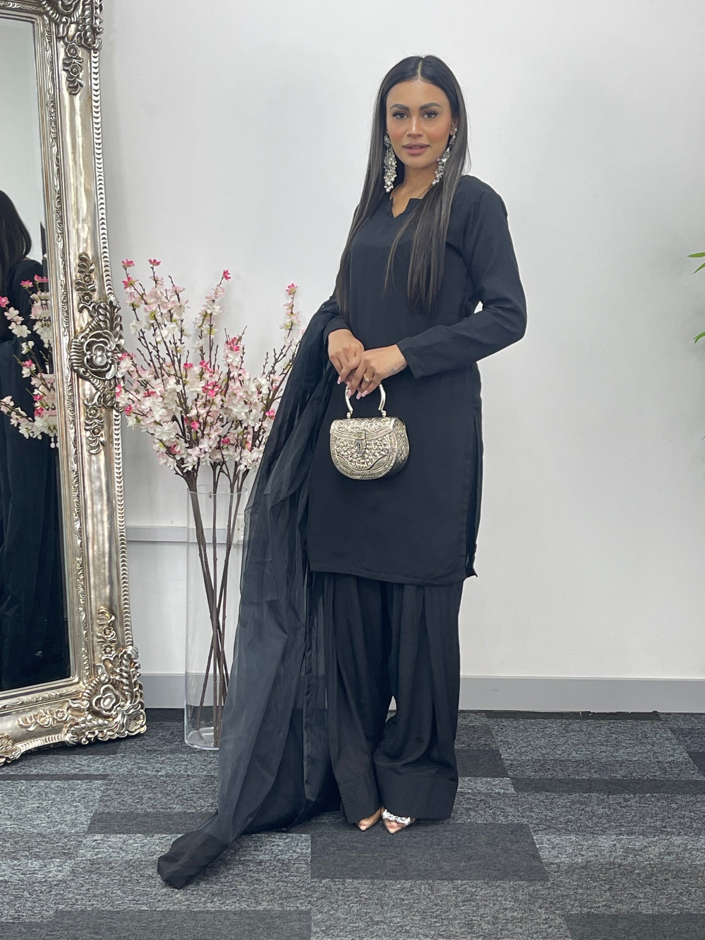 Saba - Farshi Shalwar - black