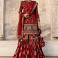“Dulhan” Maria B Inspired - Embriodered Maroon Garara - Wedding - Jacquard