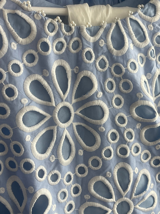 Blue and white
