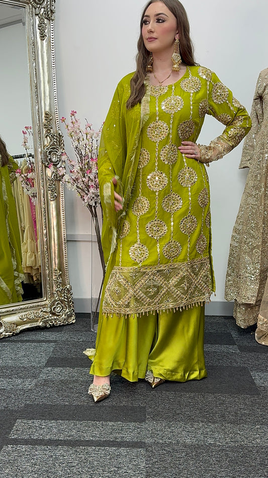 Kiran - Sheesha Sharara Set - green - Mehndi outfit - Party wear