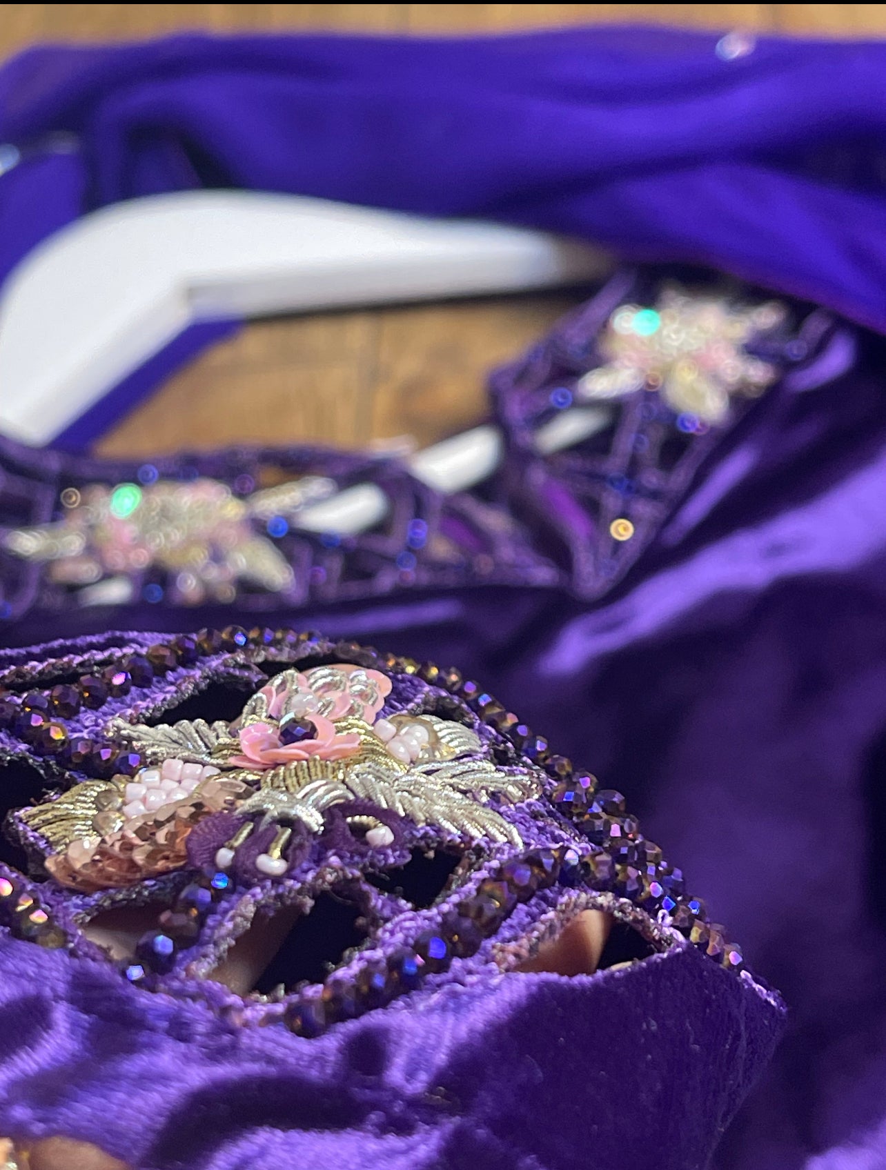 “Sheh-nai” Purple Velvet Pret with gold and Silver - Wedding Outfit