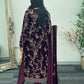“Makhmal” Plum Velvet Cutdana - Party Wedding Outfit - AA