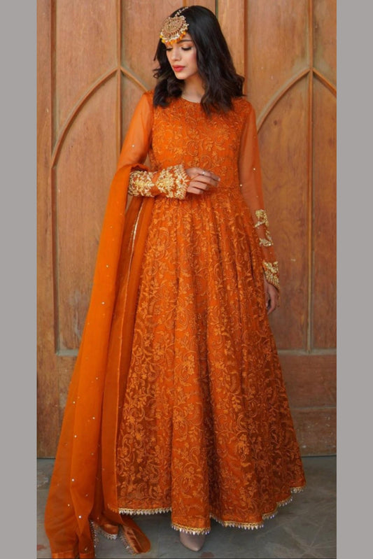 Naran jee - Orange Anarkali Dress - Maxi