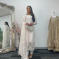 Tara - Korean Silk Cut Dana - Party Wear - CutWork - White - taara -