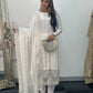 Tara - Korean Silk Cut Dana - Party Wear - CutWork - White - taara -