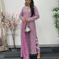 Chantilly Pink - Silver Party Wear - Sequined Net - V