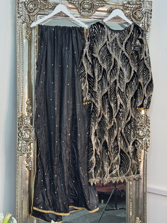 Snake - Cutdana Velvet - Black