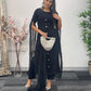 Black - Floor Length Sleeves - Chiffon Outfit -