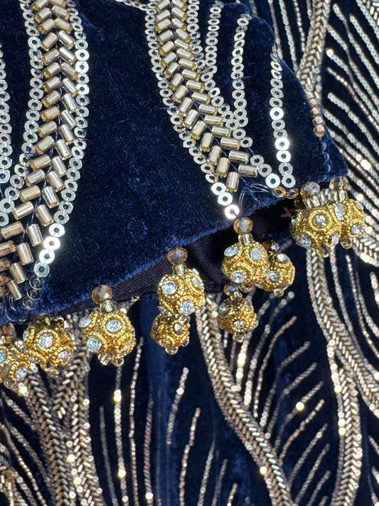 Snake - Cutdana Velvet - navy Blue