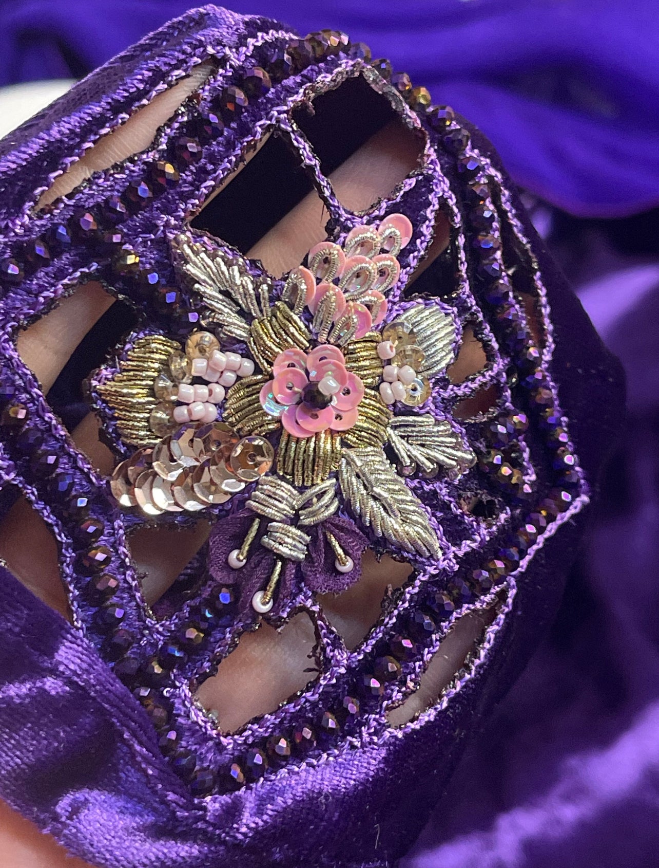 “Sheh-nai” Purple Velvet Pret with gold and Silver - Wedding Outfit