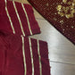 Dil bahar - Cutdana Velvet - Maroon