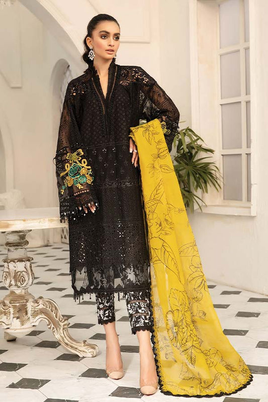 Khoobsurat _ Maria B inspired- black & yellow - chikankari