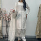 Tara - Korean Silk Cut Dana - Party Wear - CutWork - White - taara -