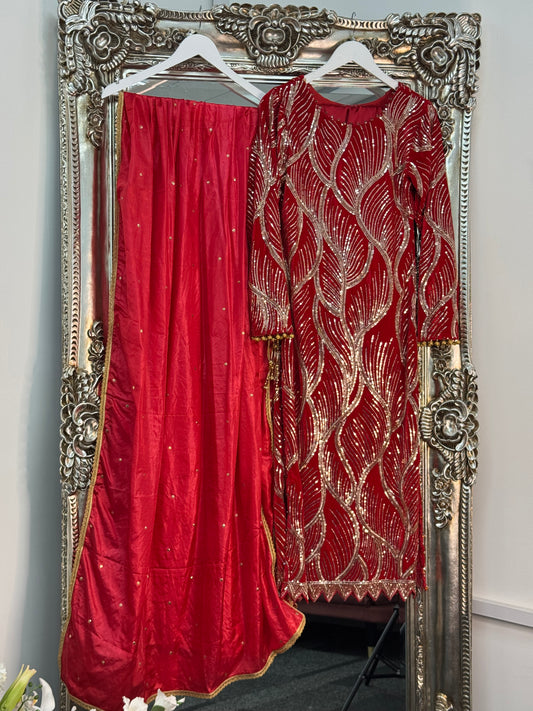 Snake - Cutdana Velvet - Red