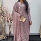 Tara - Korean Silk Cut Dana - Party Wear - CutWork - Pink - taara