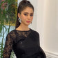 Ruffled Sequin saree - Black Floor Length Sari -