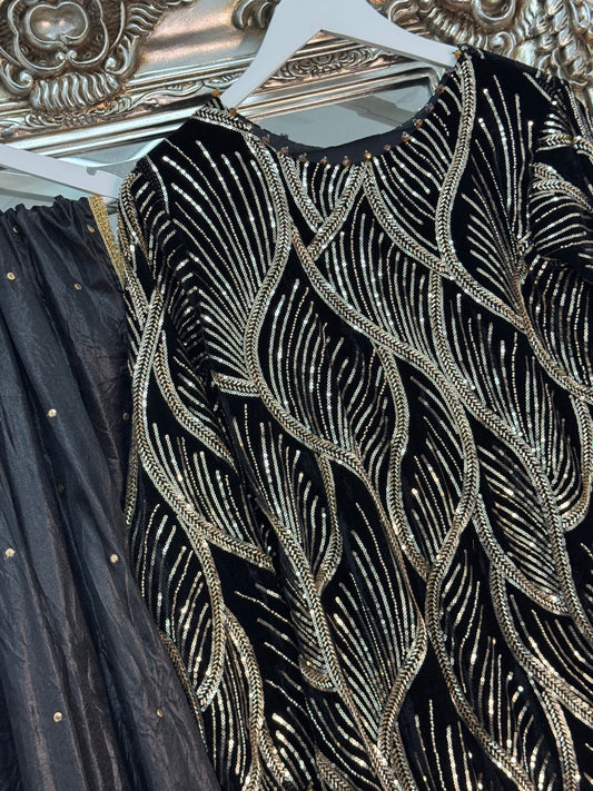 Snake - Cutdana Velvet - Black
