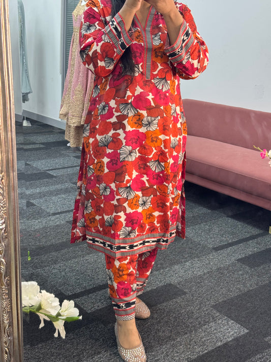 Daily Wear - 2 PC Printed Linen - Floral