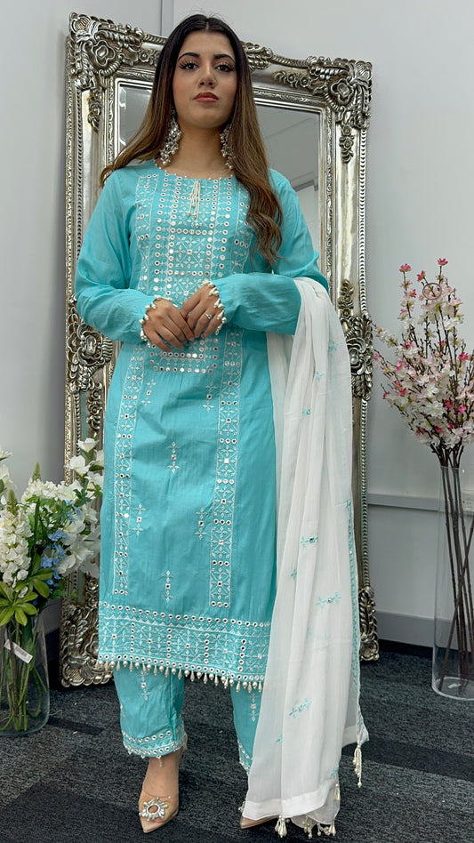 Chashni - Embriodered Lawn - Blue