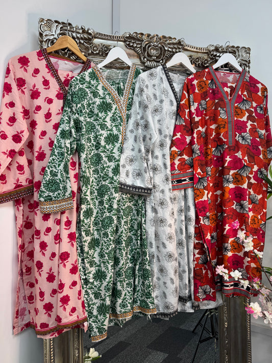 Daily Wear - 2 PC Printed Linen - White