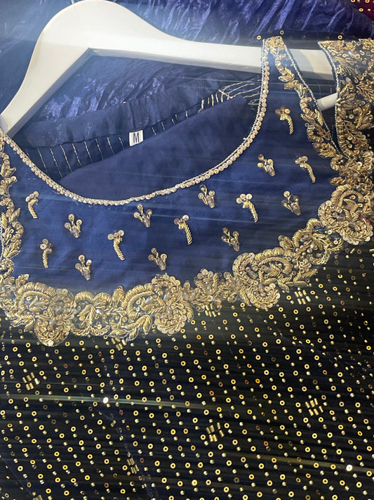 Dil bahar - Cutdana Velvet - Blue