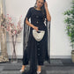 Black - Floor Length Sleeves - Chiffon Outfit -