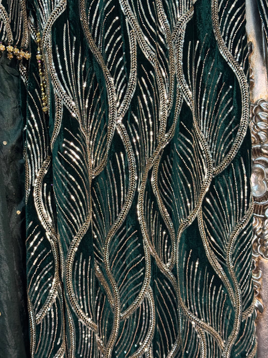Snake - Cutdana Velvet - Green