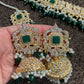 Green and Gold Set - Jhumka and Necklace Set