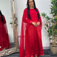 Cape Shawl Dress - Silk Chiffon  - Red