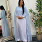 Cape Shawl Dress - Silk Chiffon  - Blue