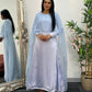 Cape Shawl Dress - Silk Chiffon  - Blue
