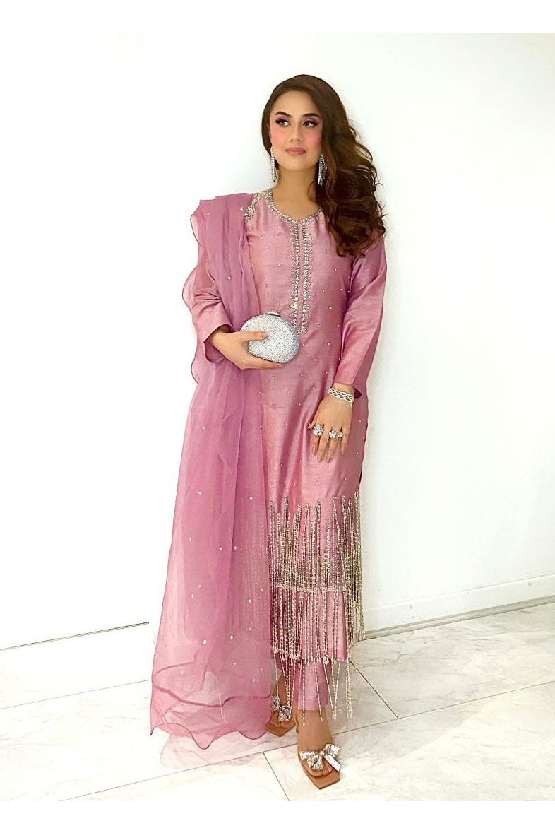 Blush Beauty - mauve Pink Adda work All Hand Made pink